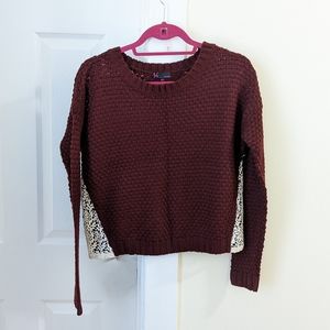 t/o Crop Burgundy Long Sleeve Knit Sweater Size M